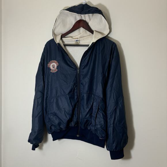 Vintage 80s Illinois Illini Jacket Russell Athletic Waffle Thermal Lined Mens L - Picture 1 of 9